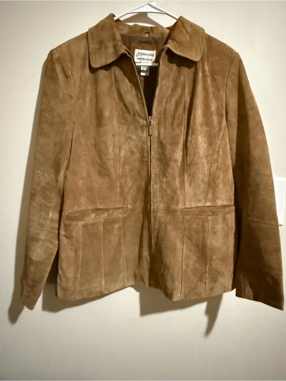 St. John's Bay Women's Tan Suede Zip Jacket